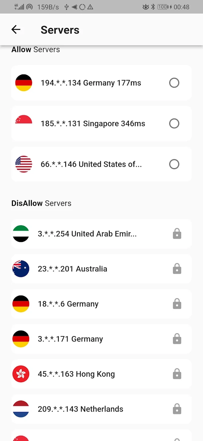 Nine9vpn running on a phone